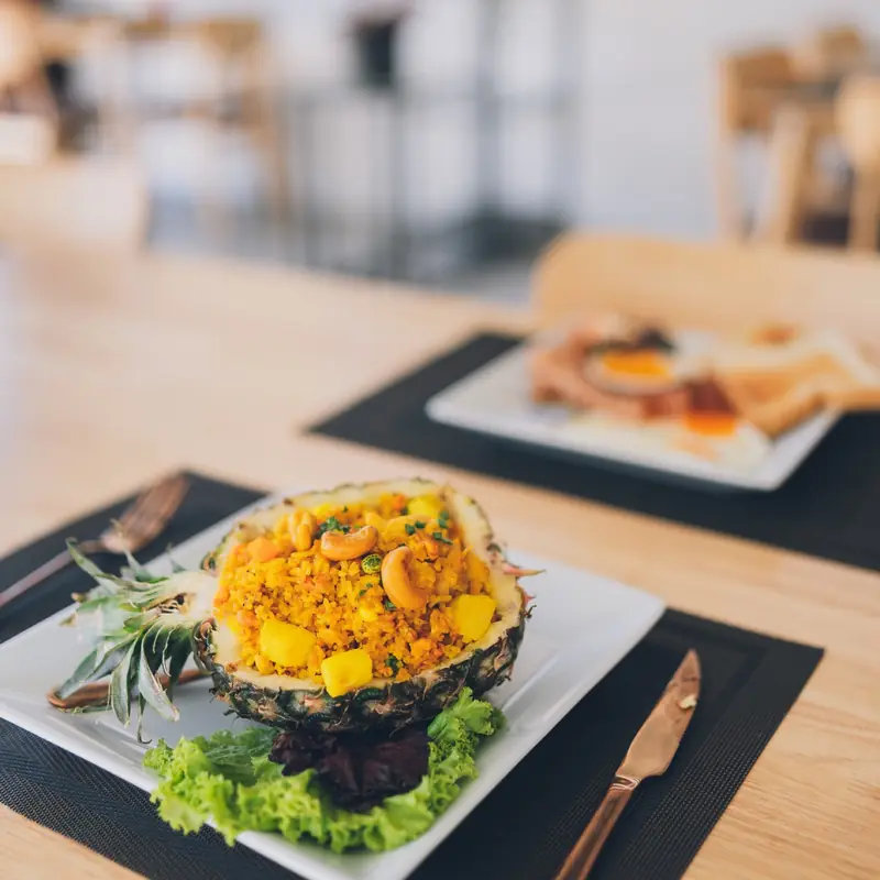 Pineapple fried rice served at The Villager Café